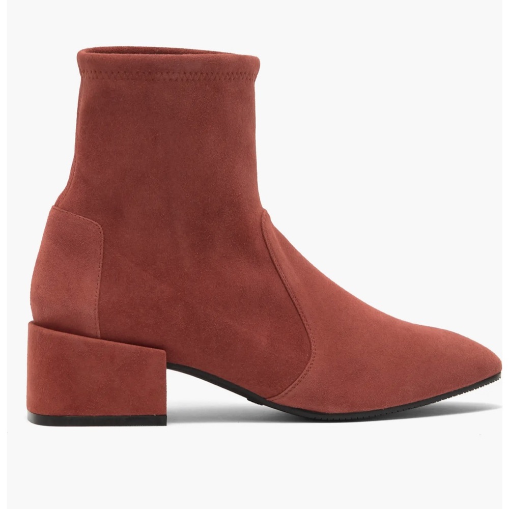 Stuart Weizmann Accordion Suede Sock Bootie - Picture 5 of 9